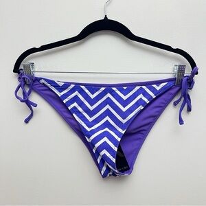 Rampage Women’s Large Purple Chevron Low Waist Side Tie Bikini Swim Bottom NWT